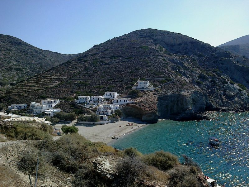 A serene beach scene at Angali on the Greek island of Folegandros.