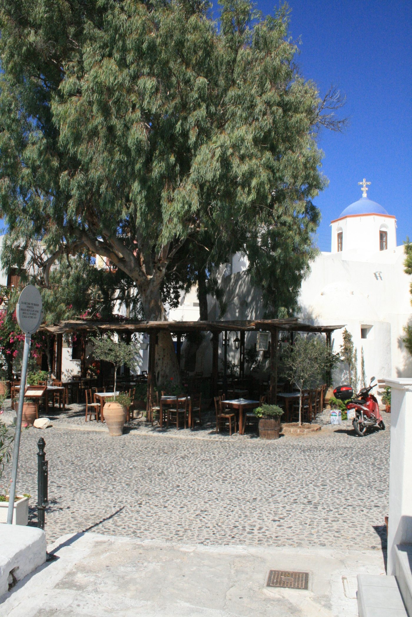 The traditional village of Megalochori on the island of Santorini