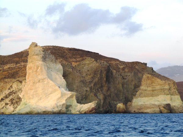 The formation of volcanic rock between White Beach and Red Beach, Santorini
